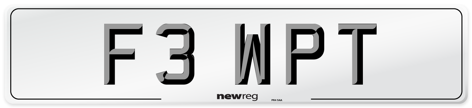F3 WPT Number Plate from New Reg